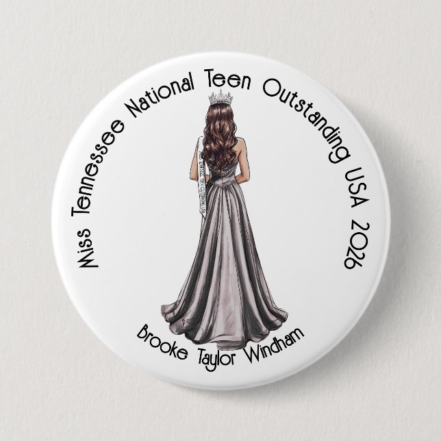 Crowned Queen Custom Pageant Button (Front)