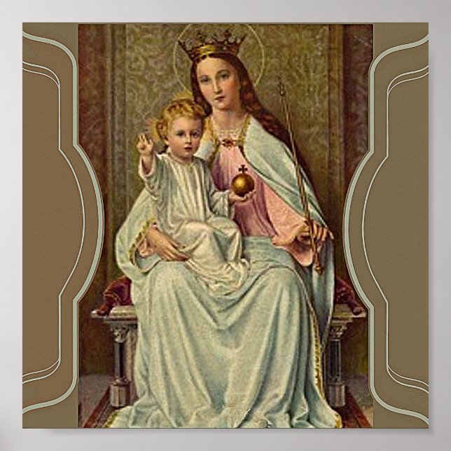 Crowned Queen of Heaven Infant Jesus holding Globe Poster (Front)