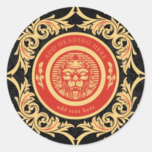 Crowned Royal Lion Monogram Classic Round Sticker