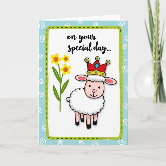 Crowned Sheep Mothers Day Card (Front)