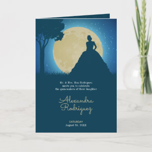 Crowned Silhouette with Moon Quinceanera Invitation