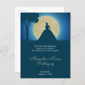 Crowned Silhouette with Moon Quinceanera Invitation Postcard (Front/Back)