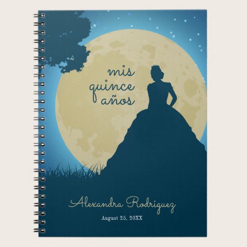 Crowned Silhouette with Moon Quinceanera Notebook