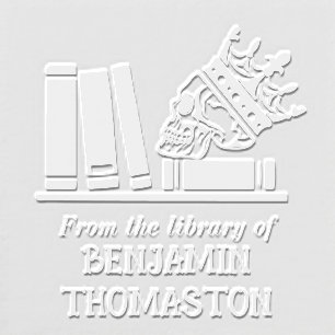 Crowned Skull, Books on Shelf SQ Library Name Embosser
