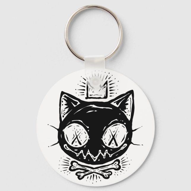 Crowned Skull Cat Keychain (Front)