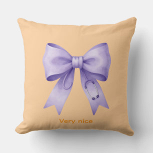 Crowned Stethoscope Lavender Bow Throw Pillow