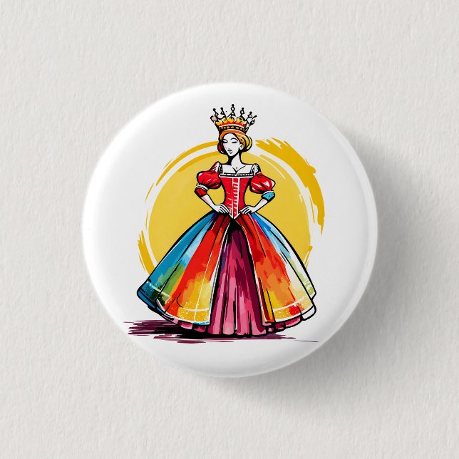 Crowned Sun Queen Button (Front)