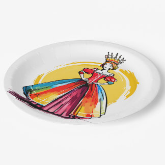Crowned Sun Queen Paper Plates