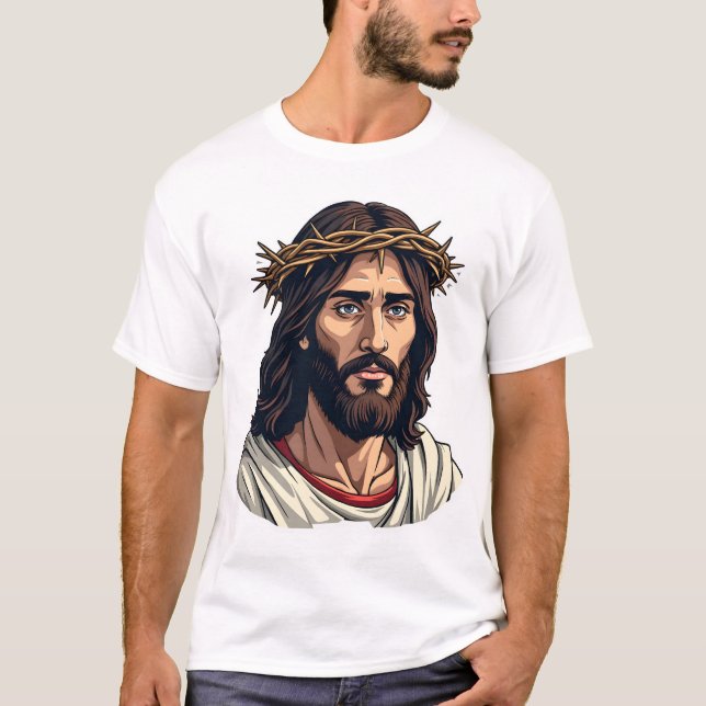 Crowned Thorns Jesus Vintage Etching Shirt (Front)