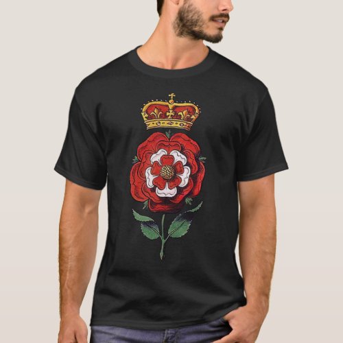 Crowned Tudor Rose Red and White T_Shirt