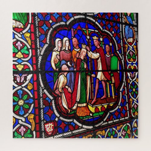 Crowning of Esther stained glass window Jigsaw Puzzle