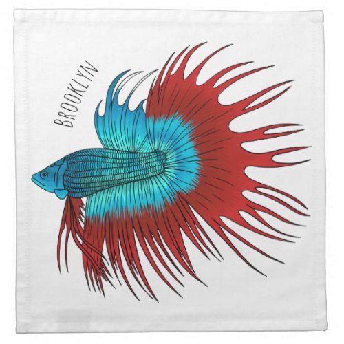 Crowntail betta fish cartoon illustration  cloth napkin