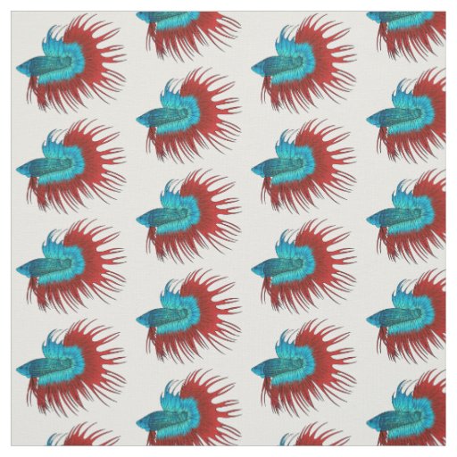 Crowntail betta fish cartoon illustration fabric
