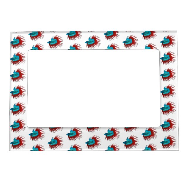 Crowntail betta fish cartoon illustration magnetic frame (Front)