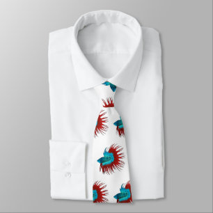 Crowntail betta fish cartoon illustration neck tie