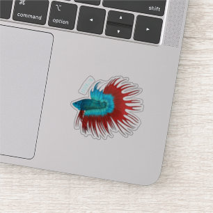 Crowntail betta fish cartoon illustration sticker