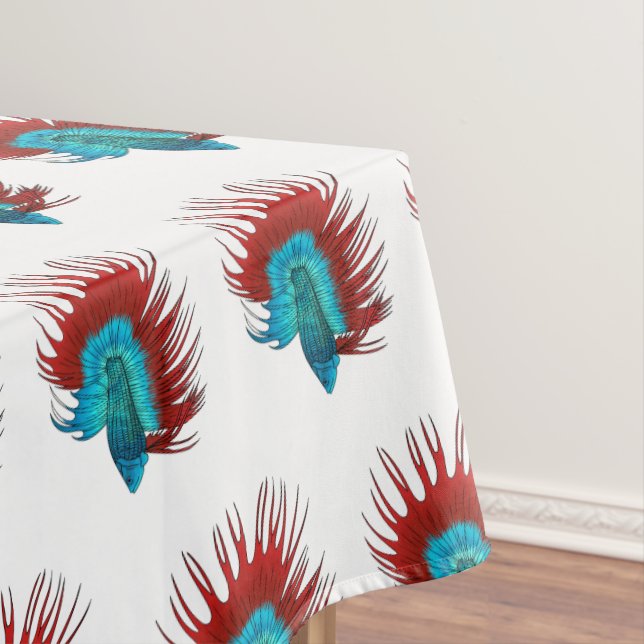 Crowntail betta fish cartoon illustration tablecloth (In Situ)