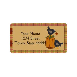 Crows, Acorns and Pumpkin Thanksgiving Labels