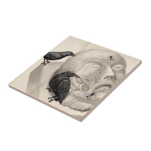 Crows and corpse ceramic tile