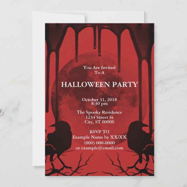 Crows and Full Moon Invitation (Front)