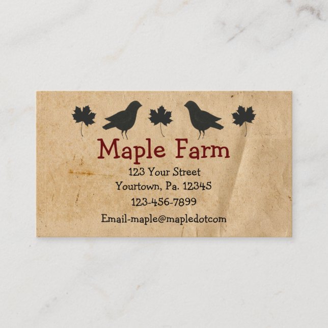 Crows And Maple Leaves Business Card (Front)