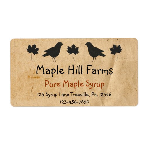 Crows And Maple Leaves Maple Syrup Label