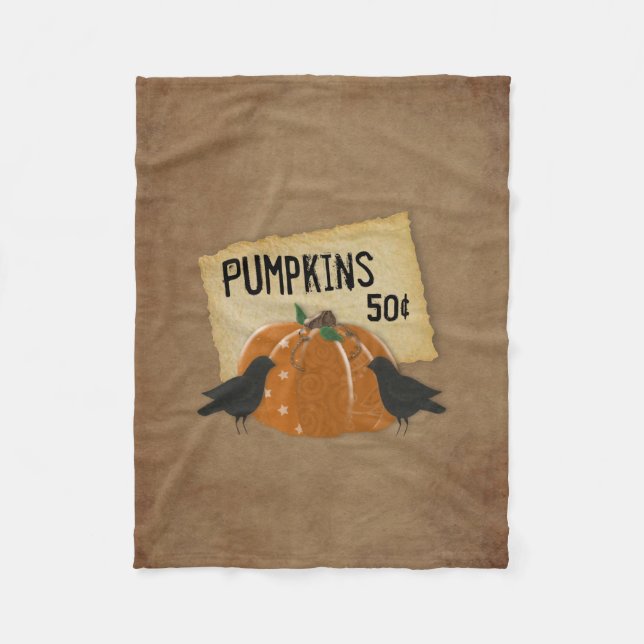 Crows And Pumpkin Fleece Blanket (Front)