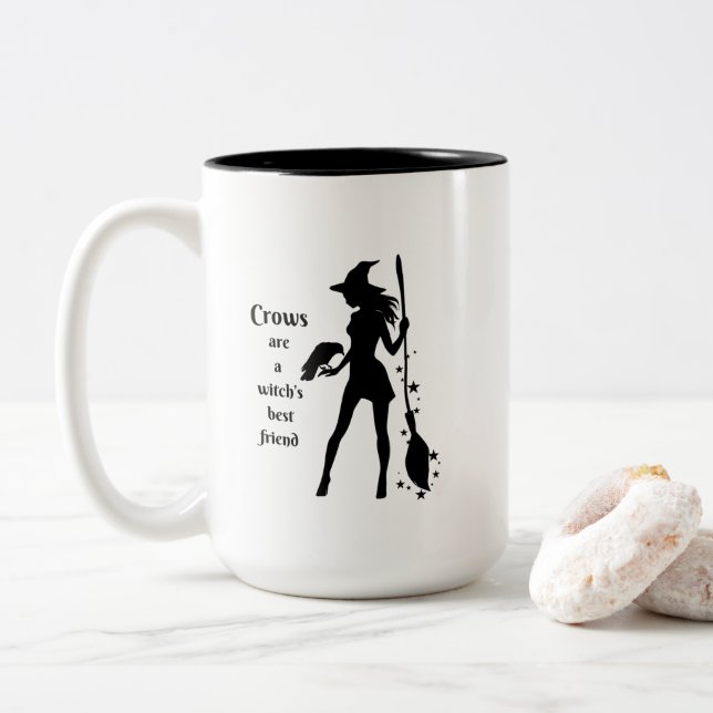 Crows are a witch's best friend mug (With Donut)