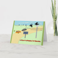 Crows At A Car Boot Sale. Birthday Card