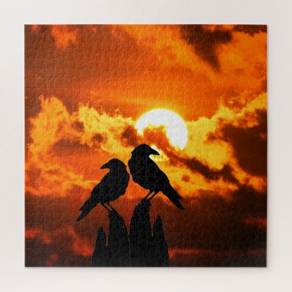 Crows at Sunset Jigsaw Puzzle