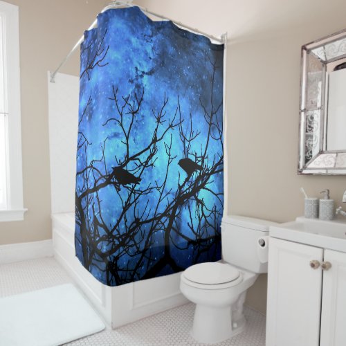 Crows Attempted Murder_Blue Skies Shower Curtain