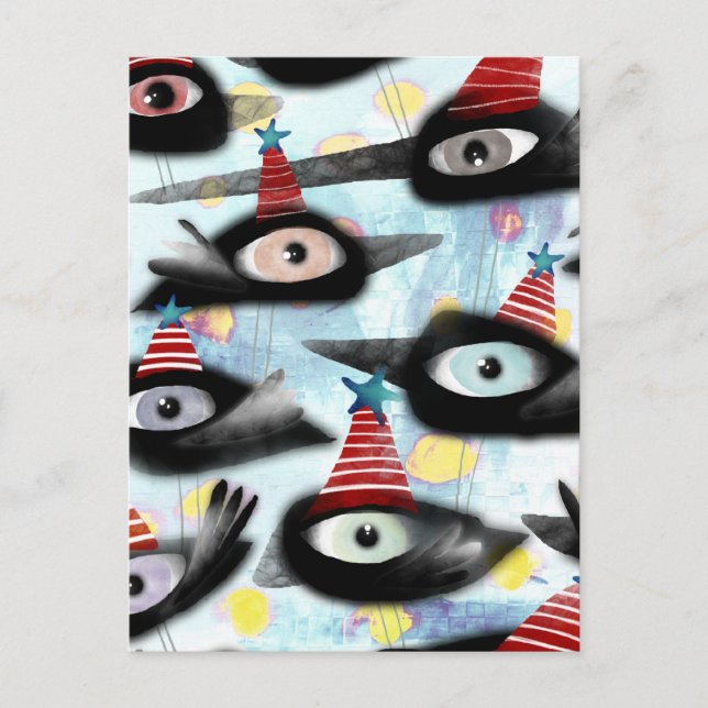 Crows beautiful winter party postcard (Front)