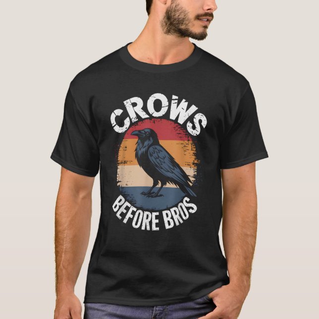 Crows Before Bros Design Dark Bird Witchcraft Retr T-Shirt (Front)