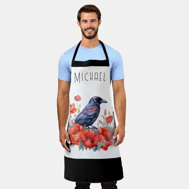 Crows Bird Crow Lover Flower Apron (Worn)