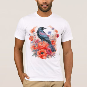 Crows Bird Crow Lover Flower T-Shirt