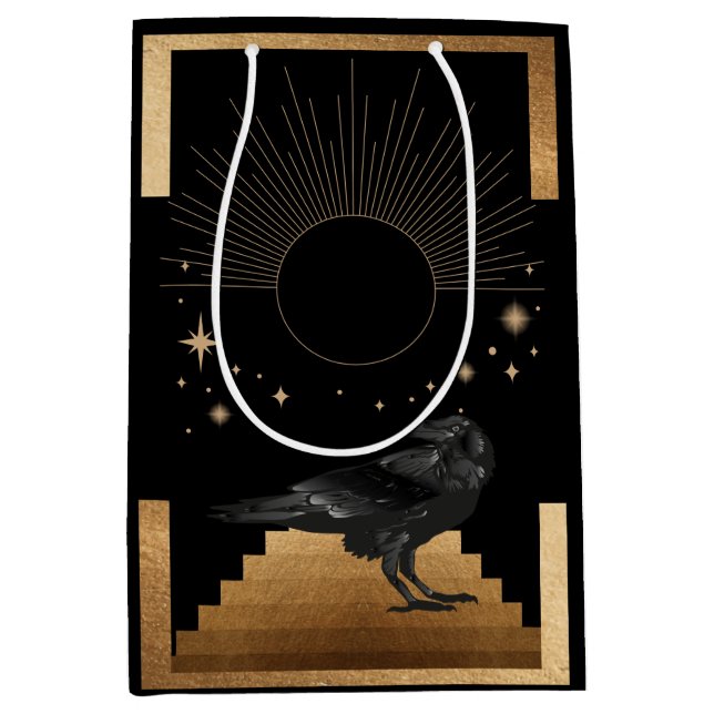 Crows, Blackbirds - The Raven Bird Birthday Medium Gift Bag (Front)