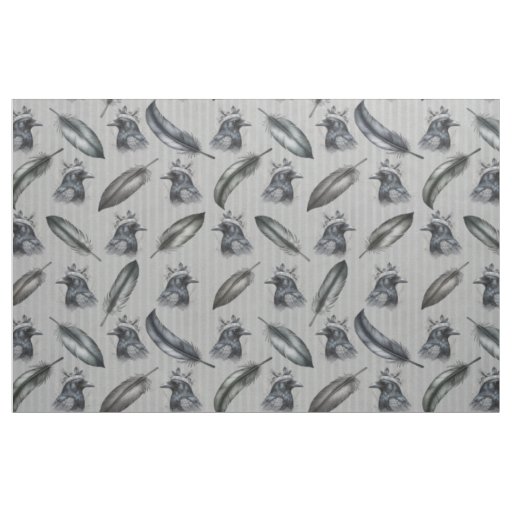 Crows Crows raven patterns with feathers Fabric