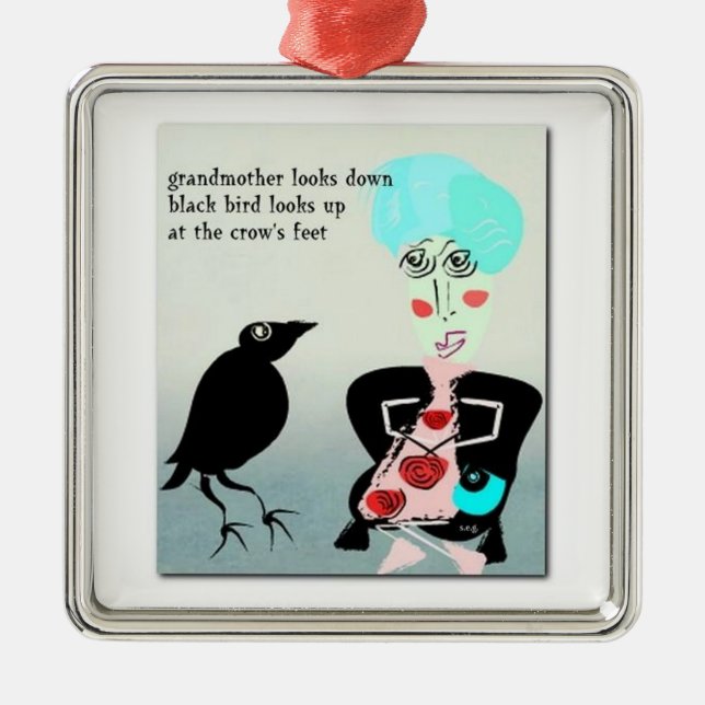 Crow's Feet Haiku Art Ornament (Front)