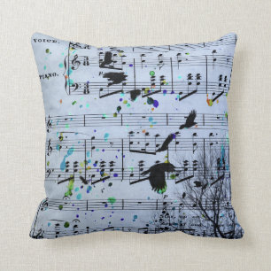 Crows Find Music Throw Pillow