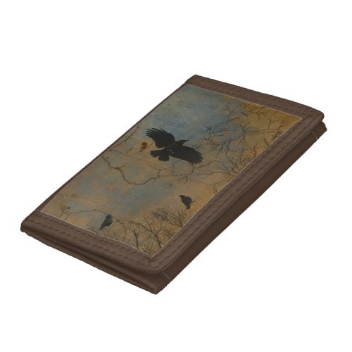 Crows Fly Above The Vintage Map Trifold Wallet