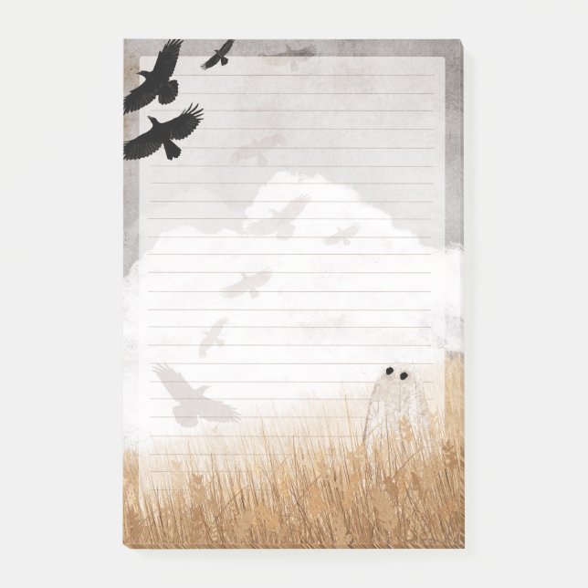 Crows - Ghost Lined Letter Page Post-it Notes (Front)