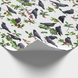 Crows Holly Wrapping Paper