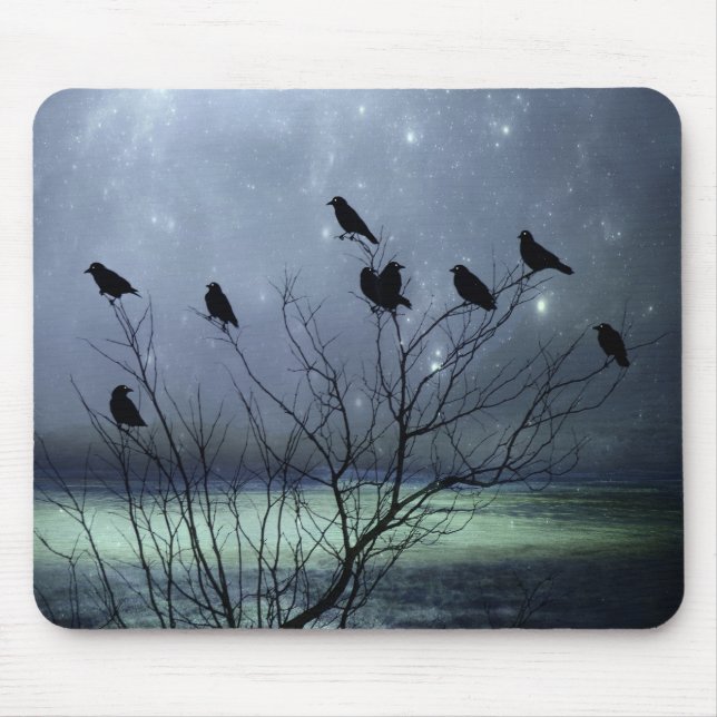 Crows In A Celestial Dreamland Mouse Pad (Front)