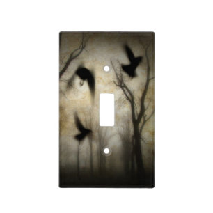 Crows In A Foggy Forest Light Switch Cover