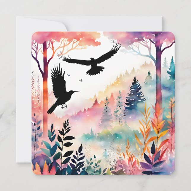 Crows in a Peaceful Colorful Forest (Front)