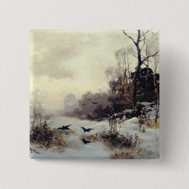 Crows in a Winter Landscape, 1907 Button (Front)