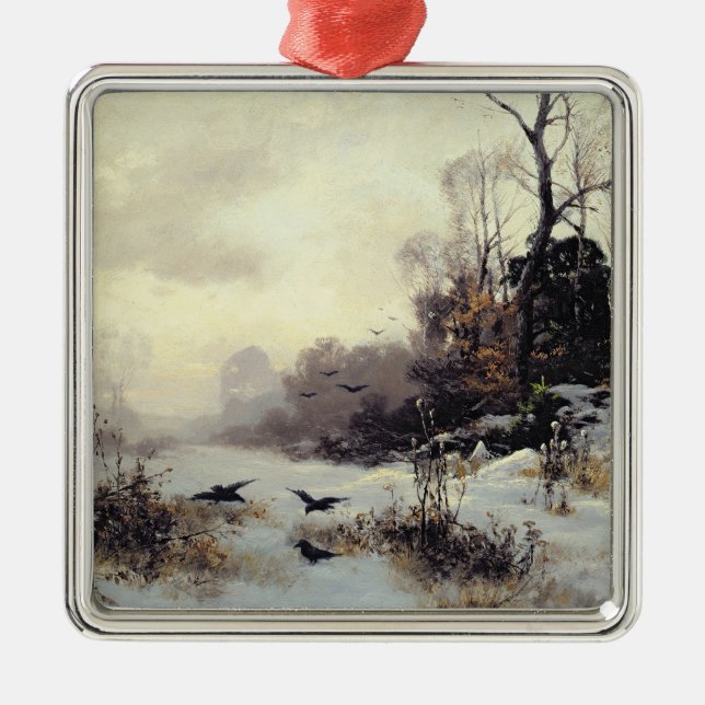 Crows in a Winter Landscape, 1907 Metal Ornament (Front)