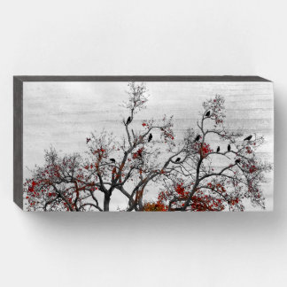 Crows In Autumn Trees Wooden Box Sign
