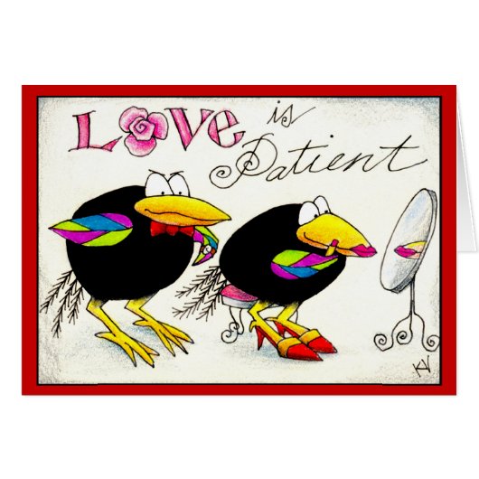 Crows in Love Valentines or Anniversary card (Front Horizontal)