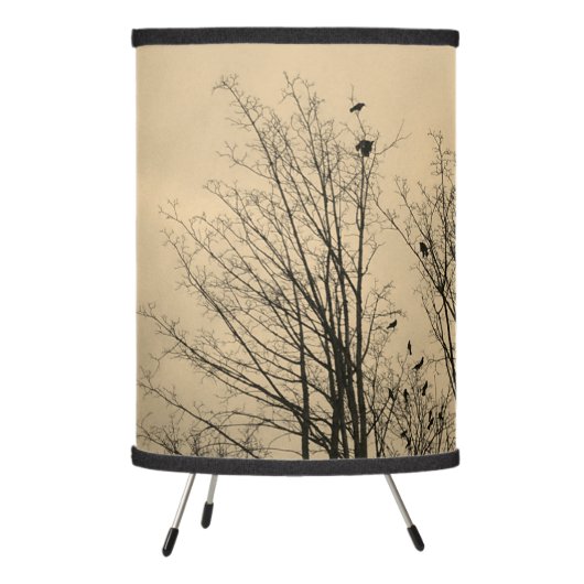 Crows in Winter Tripod Lamp (Left)
